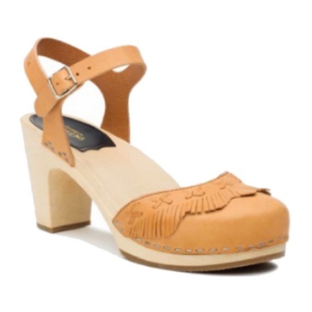 Swedish Hasbeens Tan Leather Mules